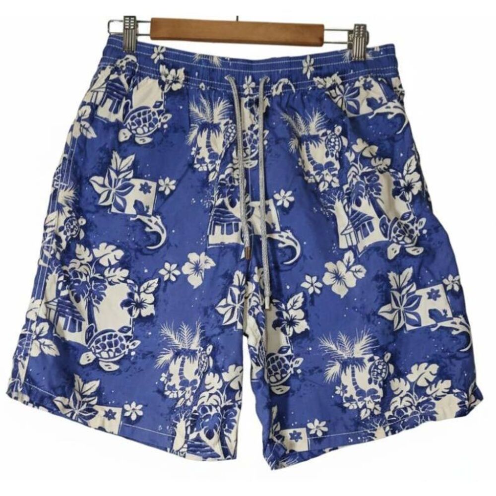 Vilbrequin mens xl swim trunks shorts tropical lizards blue Hawaiian